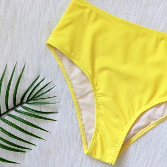 Bright Yellow high waisted bikini bottom - Picture 3 of 5